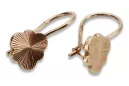 Rose pink 14k 585 gold Vintage leaf earrings ven165