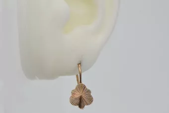 Rosa rosa 14k 585 oro Pendientes de hoja vintage ven165