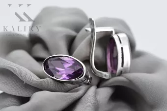 Vintage 925 Silber Amethyst Ohrringe vec001s