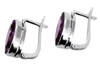 Vintage 925 Silver Amethyst earrings vec001s Russian Soviet style