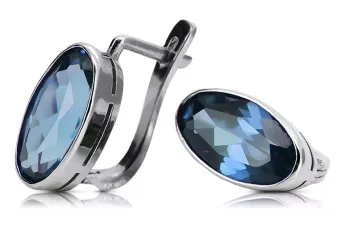 Silber 925 Aquamarin Vintage Ohrringe vec001s