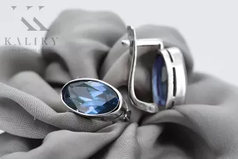 Silver 925 aquamarine Vintage earrings vec001s Russian Soviet style