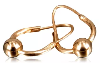 Vintage rose pink 14k 585 gold  Vintage Hoops earrings ven038