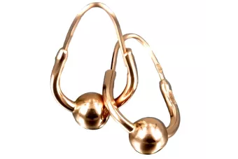 Vintage rose pink 14k 585 gold  Vintage Hoops earrings ven038