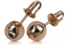 Vintage rose pink 14k 585 gold  Vintage ball earrings ven043