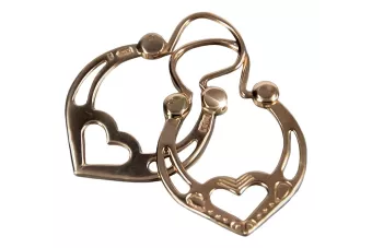 Rosa rusa rosa soviético 14k 585 oro URSS Vintage Pendientes Gipsy ven052