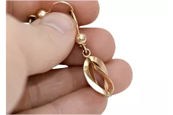Vintage rose pink 14k 585 gold  Vintage Hanging earrings ven053