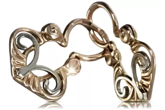 Rosa rusa rosa soviético 14k 585 oro URSS Vintage Pendientes Gipsy ven054