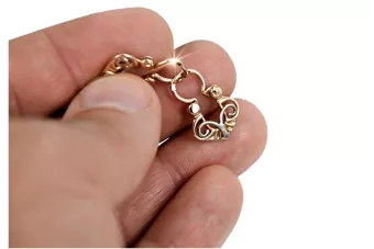 Βίντεζ ροζ χρυσά σκουλαρίκια Τσιγγάνες 14k 585 Σοβιετική Ένωση Βίντεζ ven054
