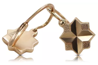 Rosa rusa rosa soviético 14k 585 oro URSS Pendientes de hoja vintage ven058