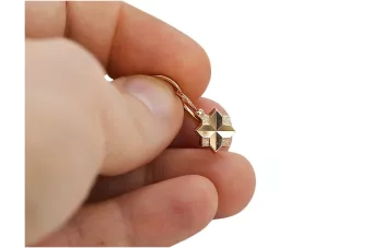 Rosa rusa rosa soviético 14k 585 oro URSS Pendientes de hoja vintage ven058