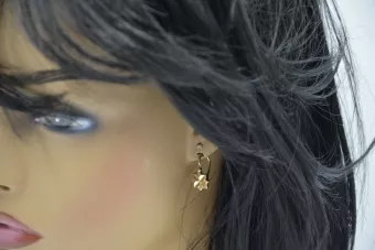 Rusă roz roz sovietic 14k 585 aur URSS Cercei cu frunze vintage ven058