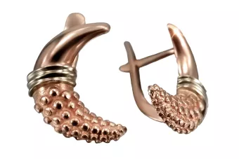 Vintage rose pink 14k 585 gold  Vintage leaf earrings ven061