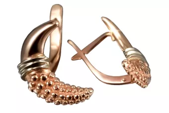 Vintage rose pink 14k 585 gold  Vintage leaf earrings ven061