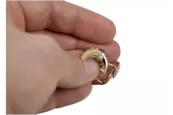 Vintage rose pink 14k 585 gold  Vintage leaf earrings ven061