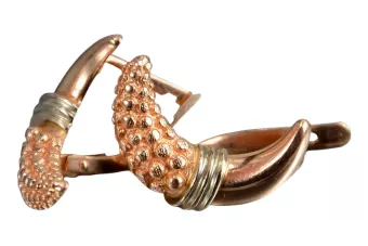 Російська троянда рожева радянська 14к 585 золото СРСР Старовинні сережки-листочки ven061