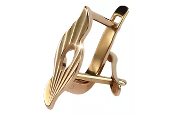 Russische Rose Rosa Sowjet 14k 585 Gold UdSSR Vintage Blatt Ohrringe ven062
