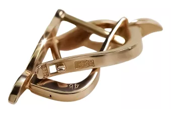 Vintage rose pink 14k 585 gold  Vintage leaf earrings ven062