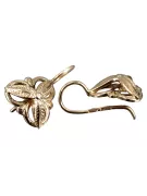 Vintage rose pink 14k 585 gold  Vintage leaf earrings ven064