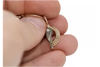 Vintage rose pink 14k 585 gold  Vintage leaf earrings ven065