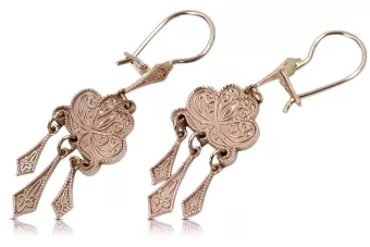 Vintage rose pink 14k 585 gold  Vintage Gipsy earrings ven067