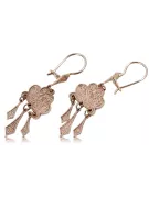 Vintage rose pink 14k 585 gold  Vintage Gipsy earrings ven067