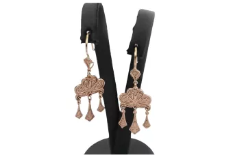 Vintage rose pink 14k 585 gold  Vintage Gipsy earrings ven067