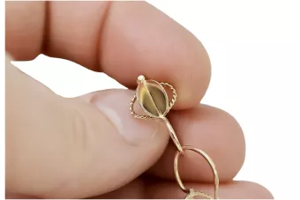 Rose pink 14k gold earrings 585 leaves Vintage ven068