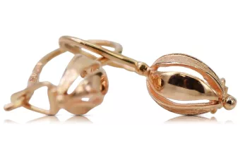 Vintage rose pink 14k 585 gold  Vintage leaf earrings ven069