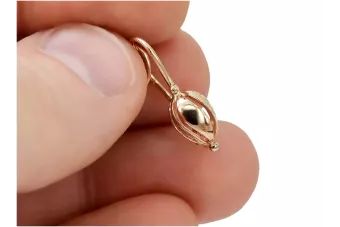 Vintage rose pink 14k 585 gold  Vintage leaf earrings ven069