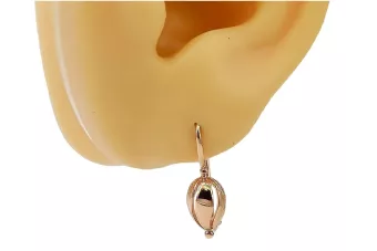 Vintage rose pink 14k 585 gold  Vintage leaf earrings ven069