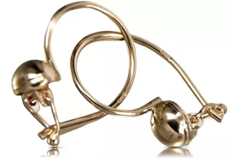Vintage rose pink 14k 585 gold  Vintage ball earrings ven070