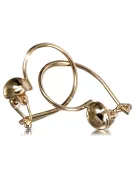 Vintage rose pink 14k 585 gold  Vintage ball earrings ven070