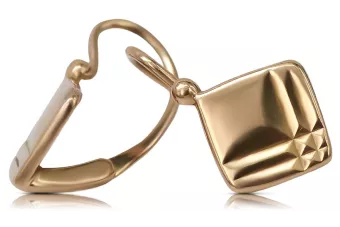 Ohrringe in russischer Rose 14 Karat Gold 585 quadratisch Vintage ven071