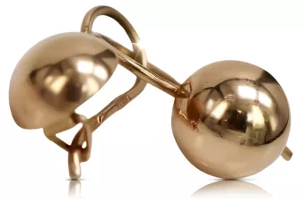 Vintage rose pink 14k 585 gold  Vintage ball earrings ven072
