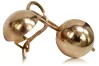 Vintage rose pink 14k 585 gold  Vintage ball earrings ven072