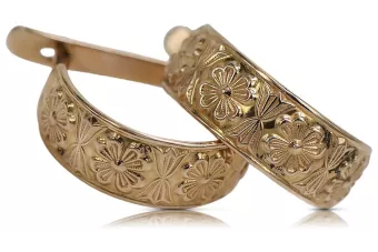 Rosa rusa rosa soviético 14k 585 oro URSS Vintage Hoops ven073