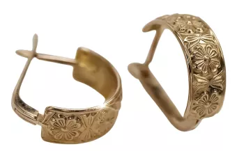 Βιντέιζ ροζ χρυσά σκουλαρίκια 14k 585 Σοβιετική Ven073