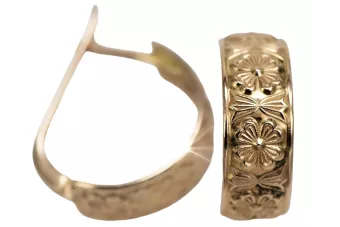 Βιντέιζ ροζ χρυσά σκουλαρίκια 14k 585 Σοβιετική Ven073