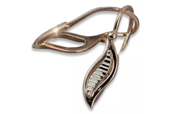 Rosa rusa rosa soviético 14k 585 oro URSS Pendientes de hoja vintage ven164