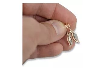 Vintage rose pink 14k 585 gold  Vintage leaf earrings ven164