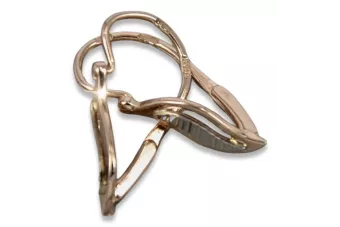 Rosa rusa rosa soviético 14k 585 oro URSS Pendientes de hoja vintage ven164