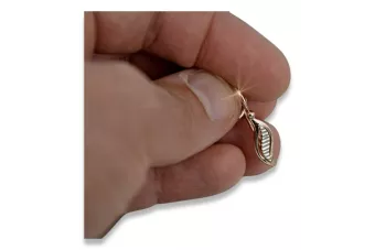 Rusă roz roz sovietic 14k 585 aur URSS Cercei cu frunze de epocă ven164