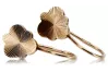 Rose pink 14k 585 gold Vintage leaf earrings ven165