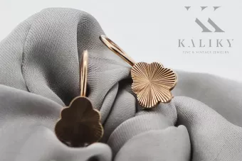 Cercei frunze vintage din aur 14k roz trandafir 585 ven165