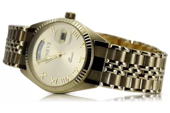 Желтые 14k 585 золотые мужские часы Geneve mw013ydg&mbw019yo