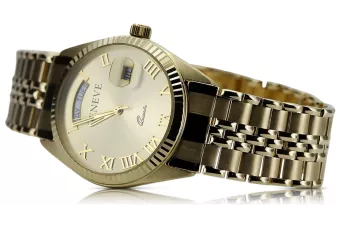 Жълт мъжки дамски часовник 14k 585 злато Geneve mw013ydg&mbw019yo