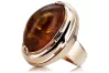 Rose pink 14k 585 gold amber ring vrab004 Russian Soviet jewelry style