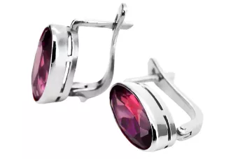 Vintage 925 Silver ruby earrings vec001s Russian Soviet style