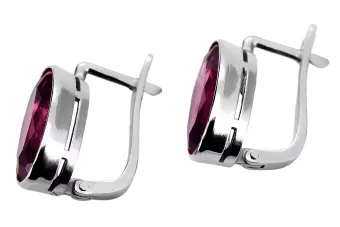 Vintage 925 Silver ruby earrings vec001s Russian Soviet style